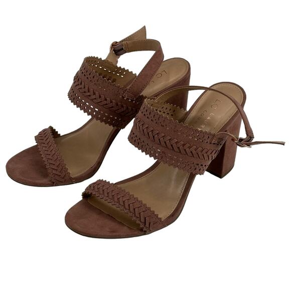 LC Lauren Conrad Shoes - Lauren Conrad Sandals Womens 9.5M‎ Mauve Streusel Slingback Laser Cut Block Heel